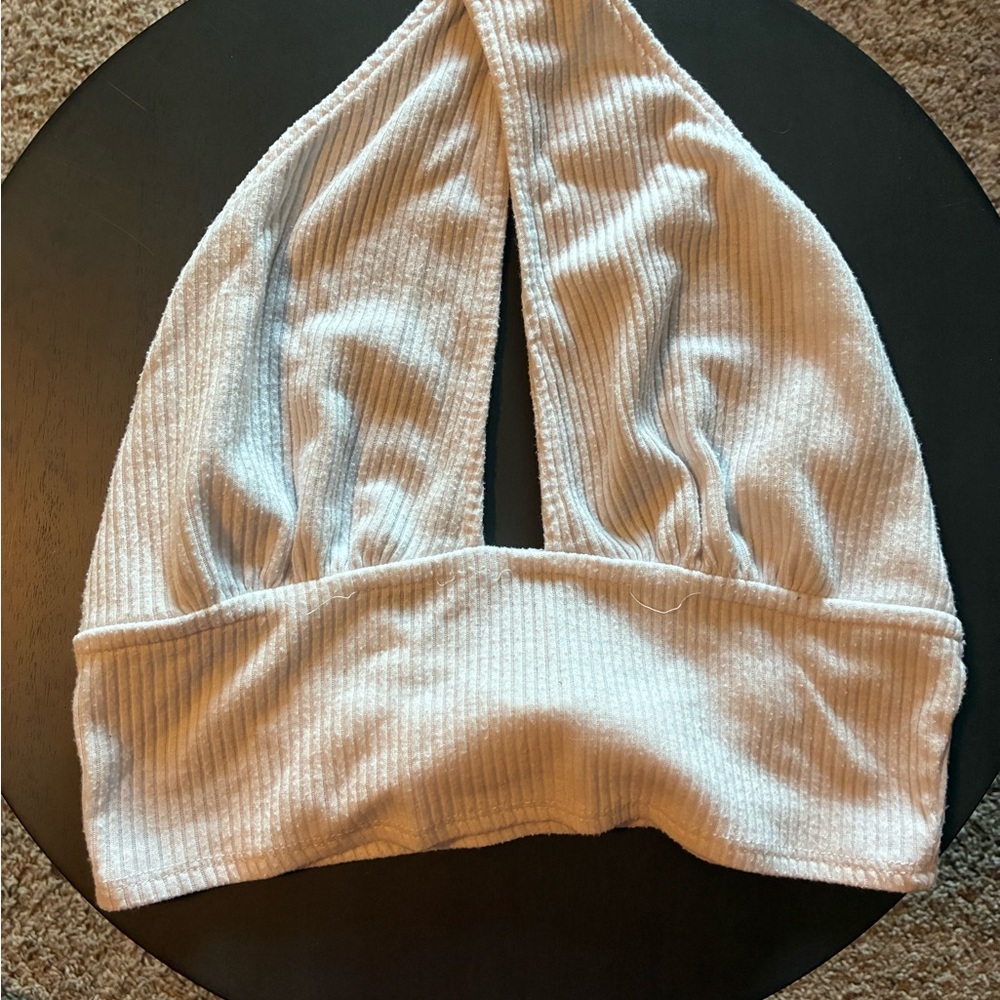 Almost Famous White Ribbed Crop Top
